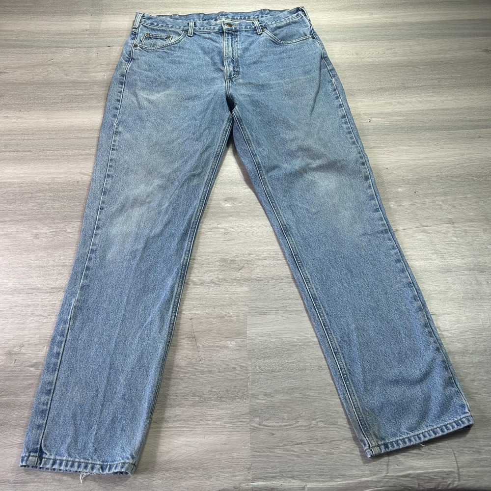 Carhartt Jeans Mens 38x34 Blue Relaxed Fit B18 Straight Leg Denim Workwear